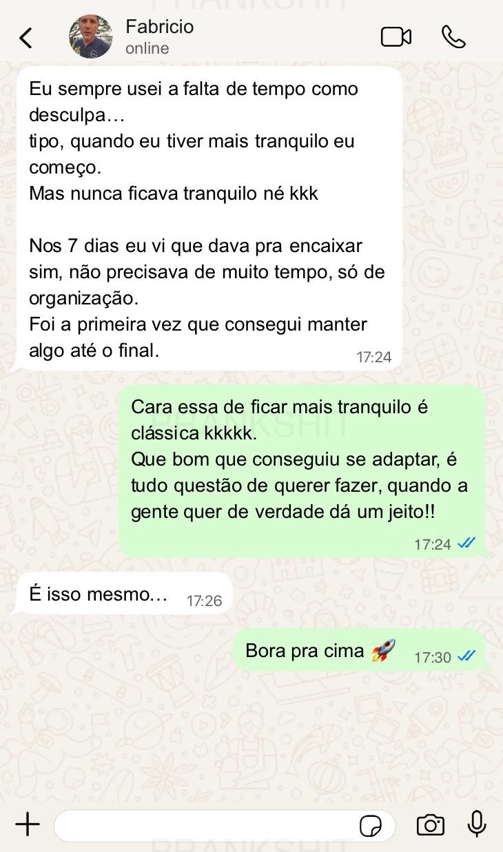 Depoimento de Fabrício no WhatsApp