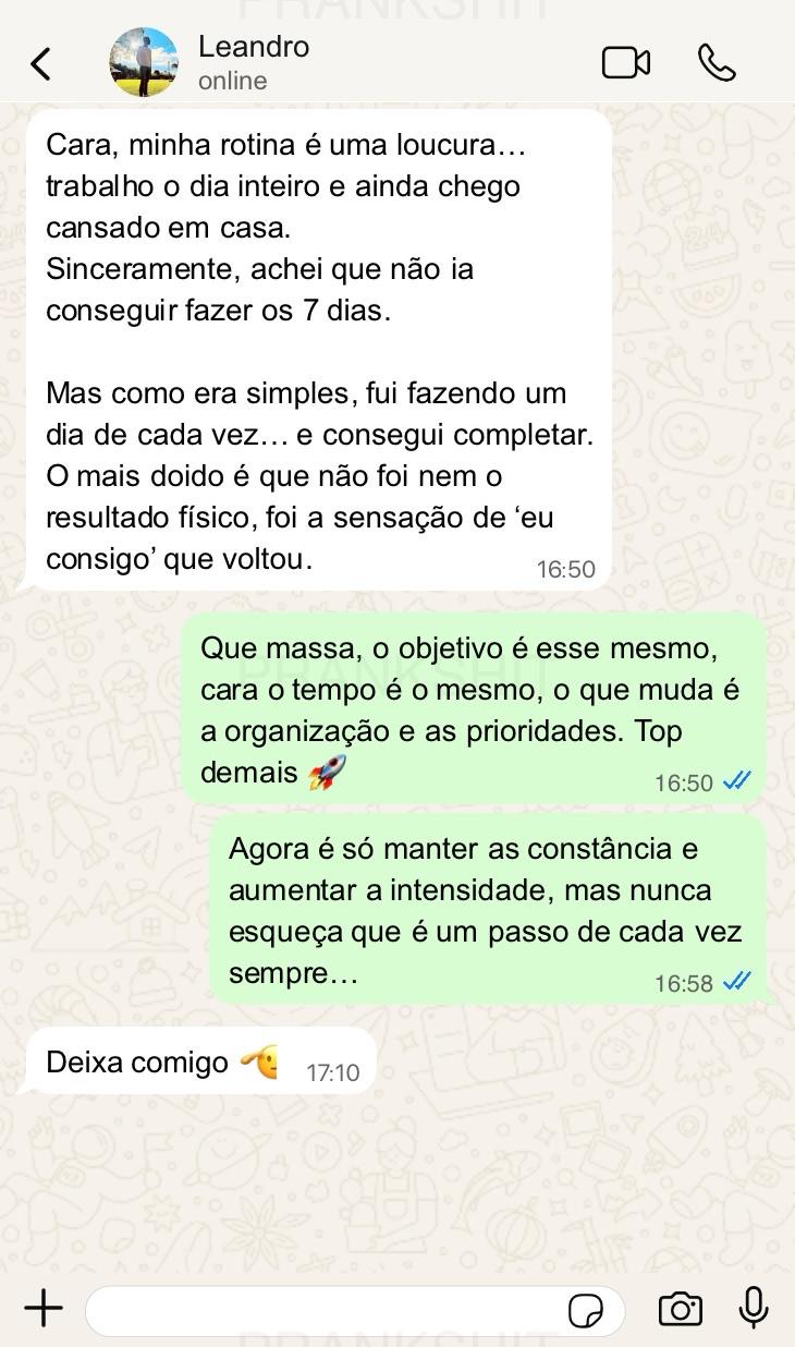 Depoimento de Leandro no WhatsApp